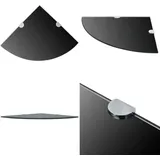 Vidaxl - Eckablage mit Verchromten Halterungen Glas Schwarz 25x25 cm - Wandregal - Eckregal - Glasregal - Schwarzes Regal - Regal Schwarz - Home &