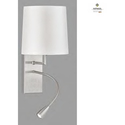 Hufnagel Wandleuchte HAVANNA, rund, E27 + LED Leseleuchte + Schalter, nickel matt / cremeweiß, Perlmutteffekt HUF-230423-41