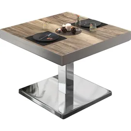 GGM Möbel BM | Bistro Loungetisch | B:T:H 70 x 70 x 41 cm | Sheesham / Edelstahl