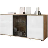 Mirjan24 Kommode, Eiche Wotan, Weiß, Rechteckig, 150x70x40 cm, Wohnzimmer, Kommoden & Sideboards, Kommoden