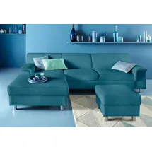 DOMO collection Ecksofa DOMO COLLECTION "Jamie, modern und elegant, Fußhöhe 9cm, L-Form", blau (petrol), B:251cm H:72cm T:80cm, Sofas, Ecksofa, wahlweise mit Bettfunktion
