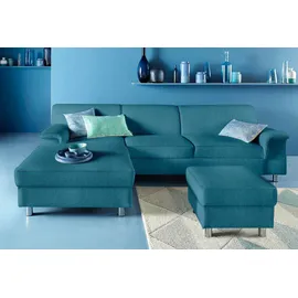 DOMO collection Ecksofa DOMO COLLECTION "Jamie, modern und elegant, Fußhöhe 9cm, L-Form", blau (petrol), B:251cm H:72cm T:80cm, Sofas, Ecksofa, wahlweise mit Bettfunktion