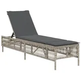 vidaXL Gartenliege Sonnenliege mit Auflage Hellgrau Poly Rattan, 1 St. grau
