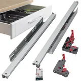 KOTARBAU® 3D Schubladenschienen Bodenmontage Vollauszug Softclose 600 mm Stahl Schubladenauszug Teleskopschienen Unten Montiert (1 Paar / 2 Stück)