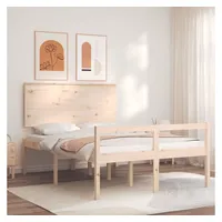 vidaXL Bett Seniorenbett mit Kopfteil 120x200 cm Massivholz beige 200 cm x 120 cmvidaXL