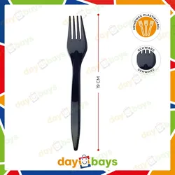 DayBays 100 Stk. Plastikgabel Mehrweg 18 cm Plastik Schwarz Spülmaschinenbeständig