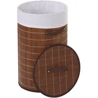 Mendler Wäschekorb HWC-C21, Laundry Wäschebox Wäschesammler Wäschebehälter Wäschetonne, Bambus rund 59x35cm 50l ~ braun