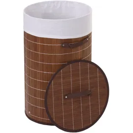Mendler Wäschekorb HWC-C21, Laundry Wäschebox Wäschesammler Wäschebehälter Wäschetonne, Bambus rund 59x35cm 50l ~ braun