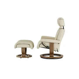 Stressless Relaxsessel mit Hocker Leder 81 x 111 x 77 cm creme