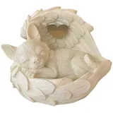 Monello Hundeurne Chihuahua bis 5 kg – Engelsflügel Design – personalisierbar mit individueller Gravur – Tierurne für Zuhause – Creme