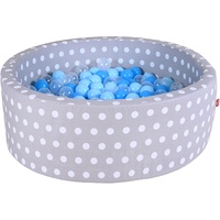 Knorrtoys Bällebad soft grey white dots inkl. 300 Bälle soft blue/blue/transparent