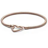 Pandora Moments Herzverschluss Schlangen-Gliederarmband aus 14 Karat rosévergoldeter Metalllegierung - kompatibel Moments Armbänder - Größe: 18cm