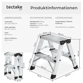 Tectake Doppelseitige Trittleiter 2 Stufen