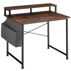 tectake® Schrebitisch, Industrial Style, mit Monitorständer und Aufbewahrungstasche, 120 x 60 x 110 cm