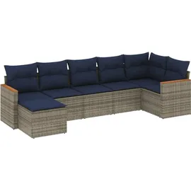 vidaXL Gartensofa-Set 7-tlg. grau Polyrattan