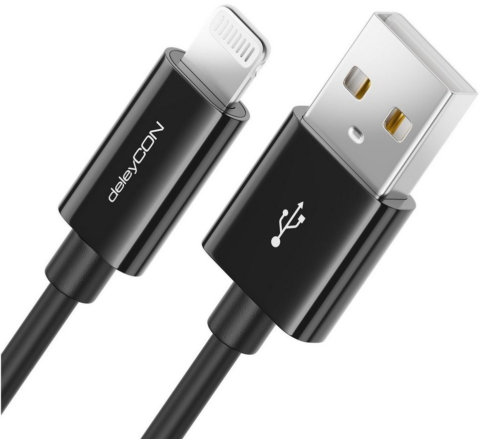 deleyCON deleyCON 0,5m Lightning 8 Pin USB Ladekabel Datenkabel MFI Smartphone-Kabel