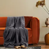 Paco Home Deko Wohnzimmer Decke Kuscheldecke Tagesdecke Waschbar Flauschig Anthrazit, 150x200cm