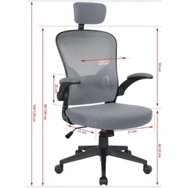 Trisens Bürostuhl mit Kopfstütze grau/schwarz