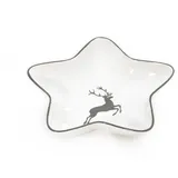 Gmundner KERAMIK Sternschale Stella Grösse: l= 14 cm x b= 14 cm x h= 3.9 cm grauer Hirsch Geschirr, handgemacht in Österreich