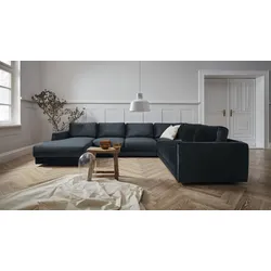Wohnlandschaft ANDAS "Hobro U-Form", grün, B:348cm H:80cm T:270cm, Luxus-Microfaser Lederoptik (100% Polyester, Struktur grob (100% Polyester), Samtoptik (100% Polyester), Sofas, in 3 Bezugsqualitäten in vielen Farben, Design by Morten Georgsen