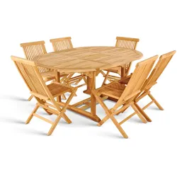 Gartenmöbel Set 7tlg Teak Gartentisch ausziehbar 120-170 cm BORNEO/MENORCA