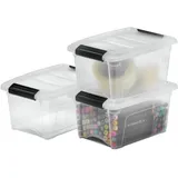 Iris Ohyama Aufbewahrungsboxen mit Deckel, 5L, 3er-Set, Transparent, Sicherer Verschluss, Stapelbar, Griffe, Schlafzimmer, Schrank, Büro,