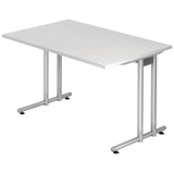 HAMMERBACHER Schreibtisch weiß rechteckig, C-Fuß-Gestell silber 120,0 x 80,0 cm