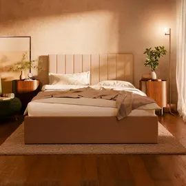 mebligo Polsterbett, Schwarz, Textil, 140x200 cm, Schlafzimmer, Betten, Polsterbetten