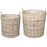 vidaXL Körbchen mit Speicher 2 pcs  Grau