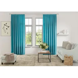 Vorhang OTTO HOME "Parry" Gr. 4, blau (aquablau), B:140cm H:245cm, Polyester, Recyceltes Material, Gardinen, 2-er Set, blickdicht, monochrom, basic, einfarbig, Bestseller