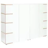 Tojo Highboard, Weiß, Buche, Holzwerkstoff, 3 Fächer, 200x145x45 cm, Beimöbel erhältlich, stehend, in verschiedenen Größen erhältlich, Wohnzimmer, Kommoden & Sideboards, Highboards