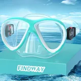 Findway Taucherbrille Kinder, Schwimmbrille Kinder für Jungen Mädchen,Schnorchelmaske Kinder 180°Panorama Verstellbares Silikonband Anti-Leck Tauchmaske Kinder für 3-14 Jahre