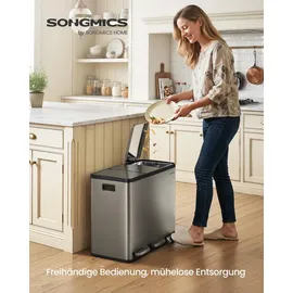Songmics Mülleimer 3 x 18 l Silber