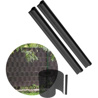 Kadax Klemmschienen für Sichtschutzstreifen, Befestigungsclips aus Kunststoff, Klemmstreifen, Clips für Zaunfolie, Endclips (2 Stück Set, Schwarz)