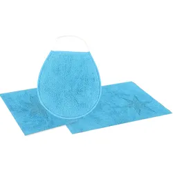 Badematte ANDAS "Marie" Gr. 12, blau (aqua), H:13mm, Baumwolle, Badematten, Badteppich, Stern Motiv, Hoch-Tief-Struktur, auch als Set
