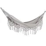 Beliani Hängematte Hellgrau Aus Baumwolle Und Polyester Mit Fransen Makramee Handgewebt Uv-beständig Romantisch Garten Camping Outdoor