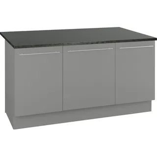 Kücheninsel OPTIFIT "Bern", grau (front: basaltgrau, korpus: basaltgrau, arbeitsplatte: anthrazit), B:160cm, Komplettküchen-Sets, mit durchgehender Arbeitsplatte als Theke, Breite 160 cm