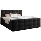 Luxusbetten24 Boxspringbett Luxor Stoff mit Stauraum - Schwarz