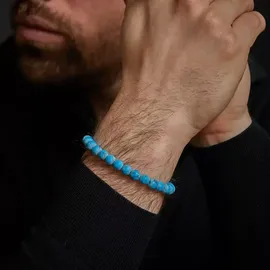 Rebel & Rose RR-80043-S Herren-Armband Edelstahl Matt Turquoise Delight 8 mm Größe 19 cm