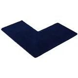 PANA® Chenille Duschvorleger mit Eckausschnitt • Badteppich für Eckduschen • Badematte rutschfest • L-förmiger Duschvorleger für eckige Dusche • Farbe: Blau • Maße: 50x100x100 cm