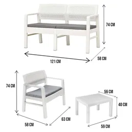 Dmora Outdoor-Lounge-Set 4-tlg. Weiß