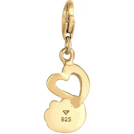 Nenalina Charm 925 Silber Herz Pfote Tierliebe Emaille gold, | Gr.: onesize