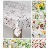Laro Wachstuch-Tischdecke Wachstischdecke Gartentischdecke, Muster:Kirschblüten Rosa Weiß, Größe:110x130