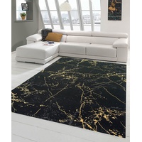 Teppich-Traum moderner Wohnzimmerteppich mit abstraktem Muster in schwarz Gold, Größe 120x170 cm