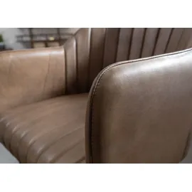 Massivmoebel24 Esszimmerstuhl Iron Label Stuhl Echtleder beige/braun