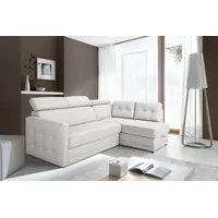 exxpo - sofa fashion Eckcouch Kunstleder 225cm L-Form 3-Sitzer Weiß