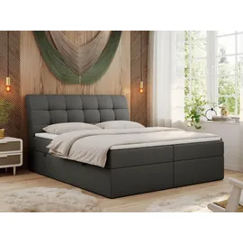 MKS Meble MKS Boxbett, Dunkelgrau, Textil, 2-Sitzer, H4, Rechteckig, 180x200 cm, Schlafzimmer, Betten, Boxspringbetten