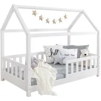 TICAA Hausbett Kay 100 x 200 cm Kiefer massiv weiß