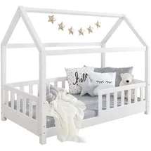 TICAA Hausbett Kay 100 x 200 cm Kiefer massiv weiß