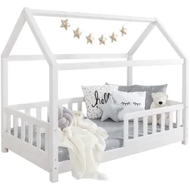 TICAA Hausbett Kay 100 x 200 cm Kiefer massiv weiß